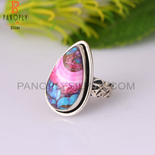 Mojave Copper Oyster Turquoise Pear Shape S 925 Purple Ring