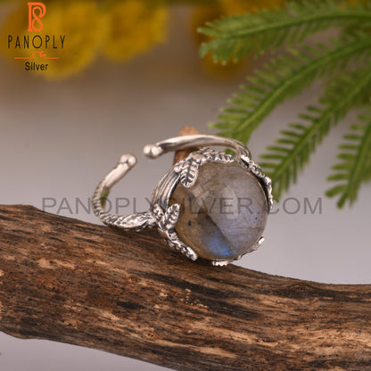 Labradorite Prong Set 925 Silver Ring