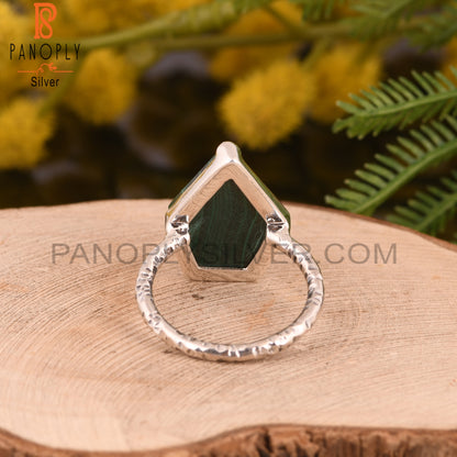 Dainty Malachite Pentagon 925 Silver Ring