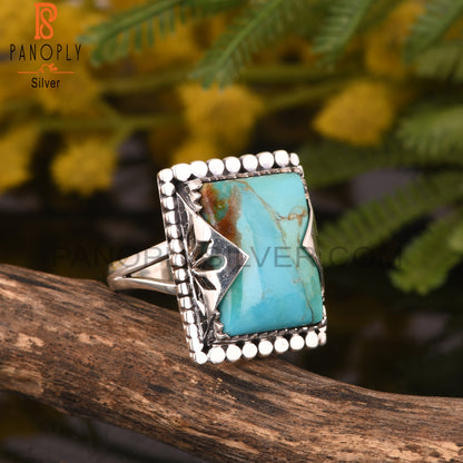 Kingman Turquoise 925 Silver Aesthetic Ring