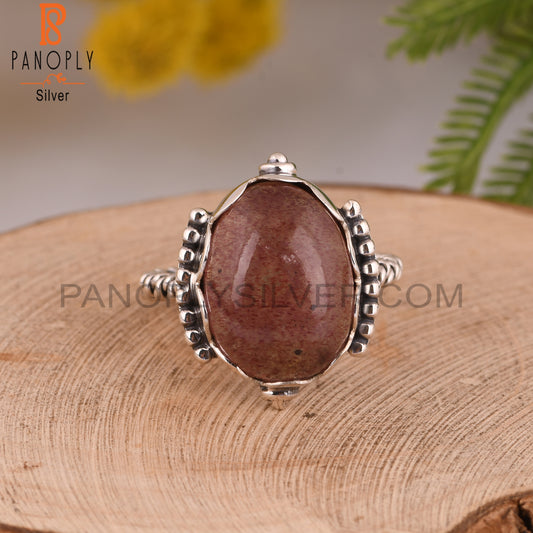 Strawberry Quartz Oval 925 Sterling Silver Ring For Mom