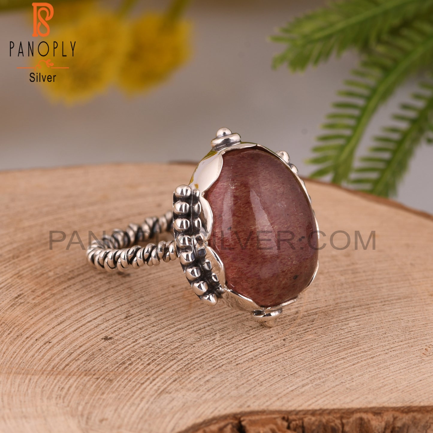 Strawberry Quartz Oval 925 Sterling Silver Ring For Mom