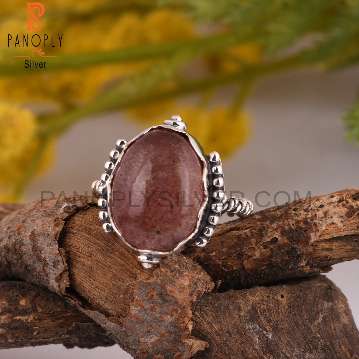 Strawberry Quartz Oval 925 Sterling Silver Ring For Mom