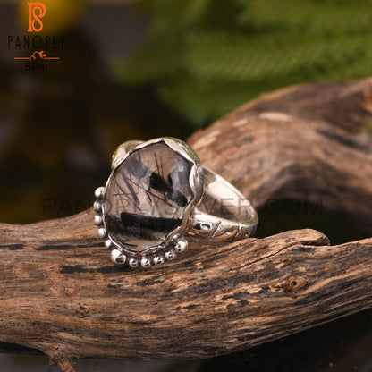 Black Rutile 925 Sterling Silver Ring
