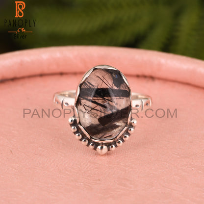 Black Rutile 925 Sterling Silver Ring