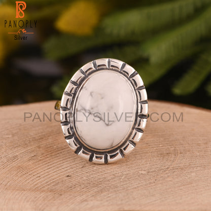 Howlite Chakra 925 Sterling Silver Ring