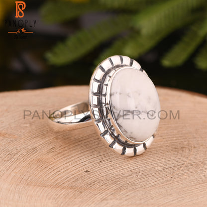 Howlite Chakra 925 Sterling Silver Ring