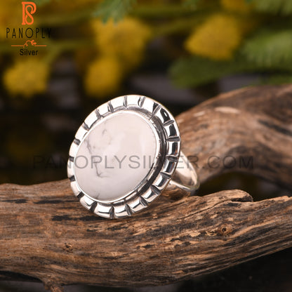 Howlite Chakra 925 Sterling Silver Ring