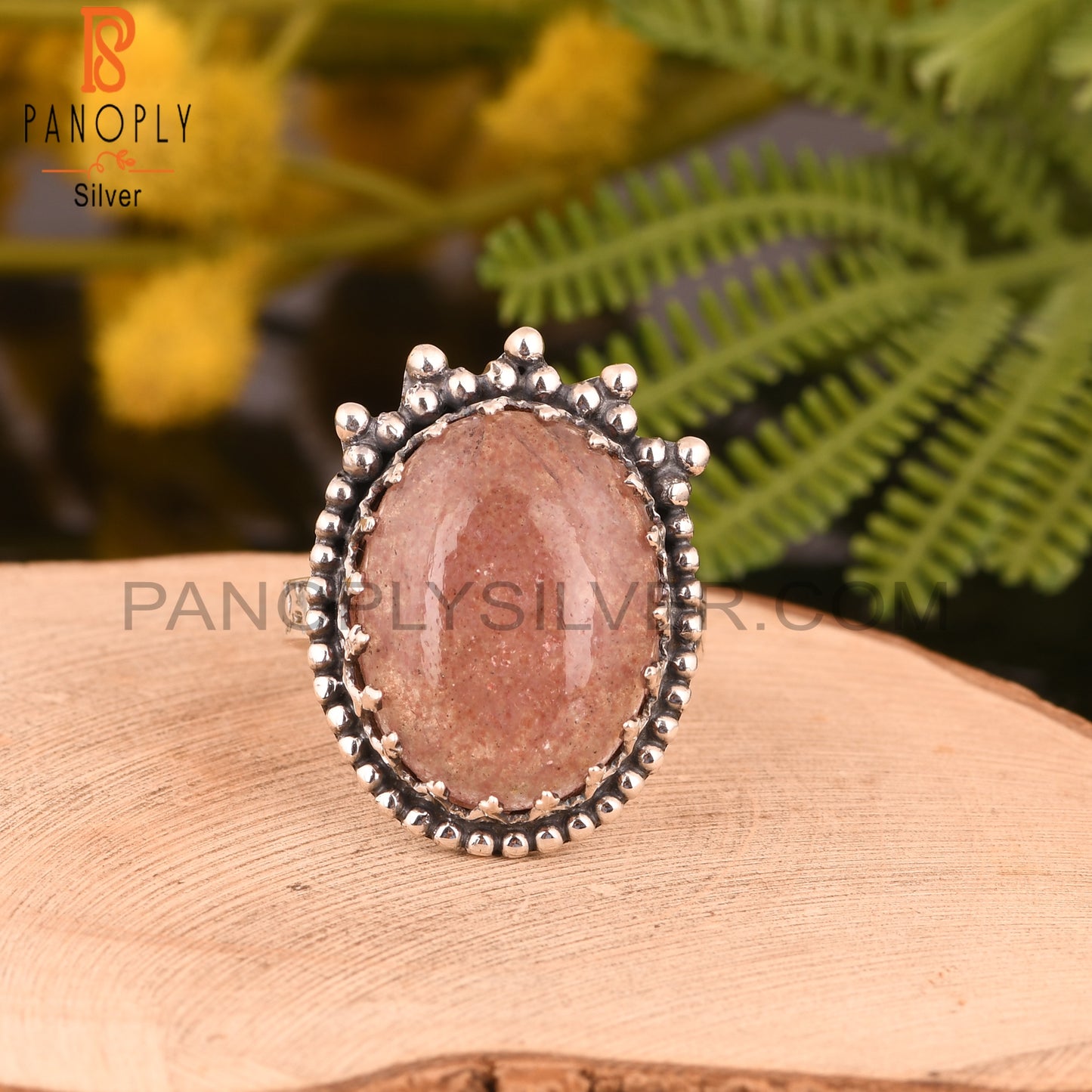 Strawberry Quartz 925 Stamp Silver Ring