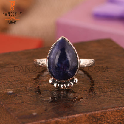 Pear Sodalite 925 Sterling Silver Ring