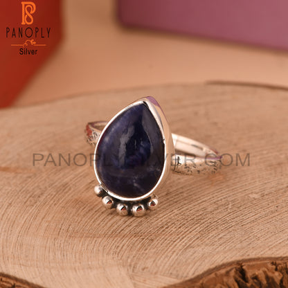 Pear Sodalite 925 Sterling Silver Ring