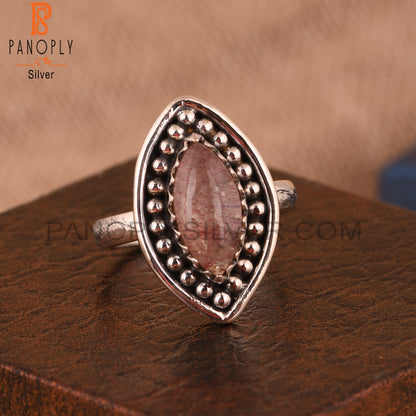 Marquise Strawberry Quartz 925 Silver Ring