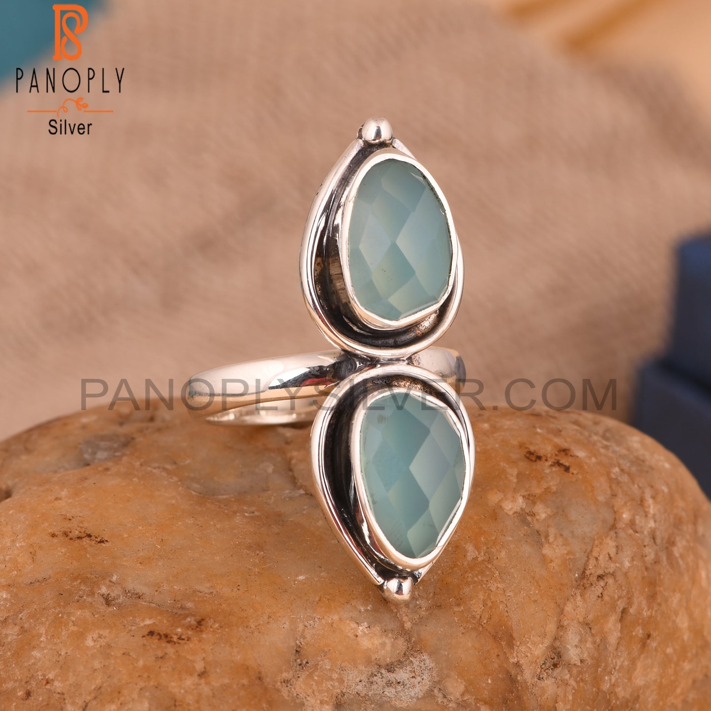 Aqua Chalcedony 925 Sterling Silver Ring