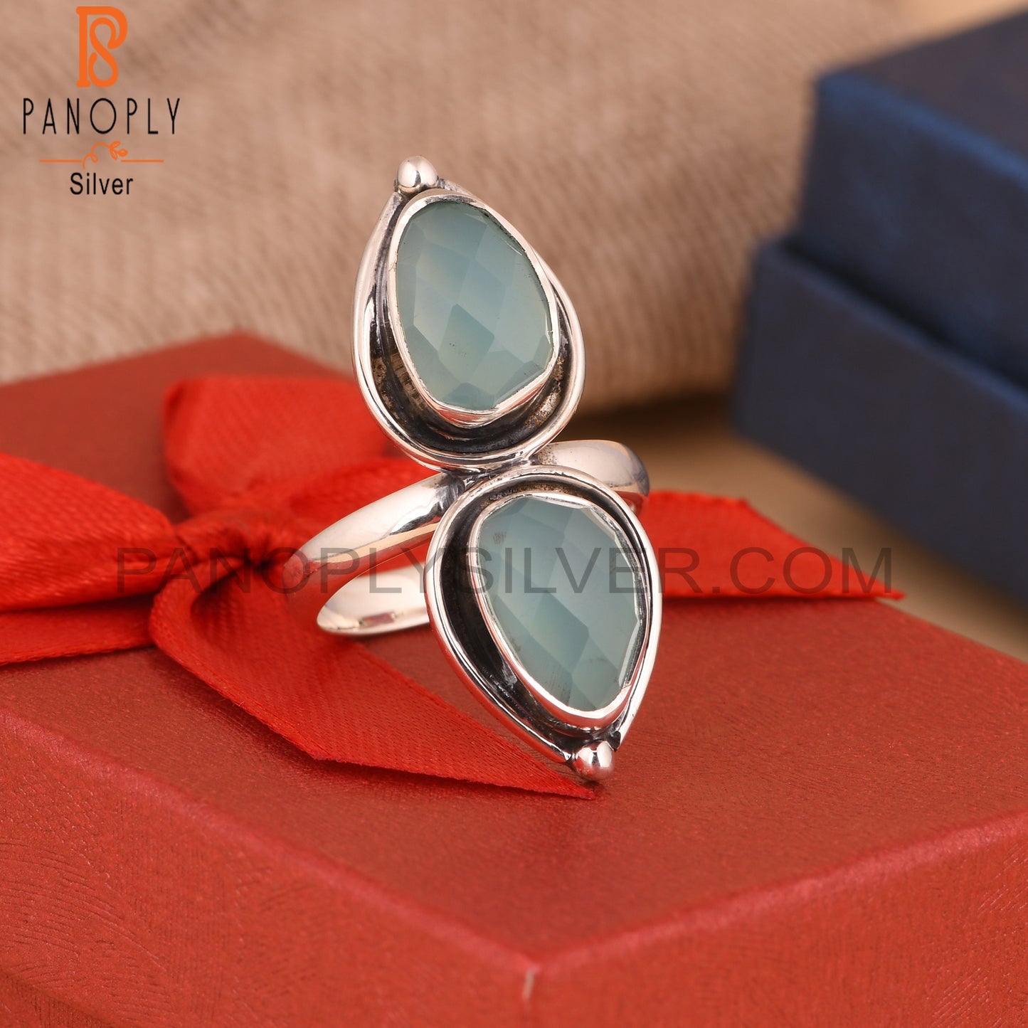 Aqua Chalcedony 925 Sterling Silver Ring