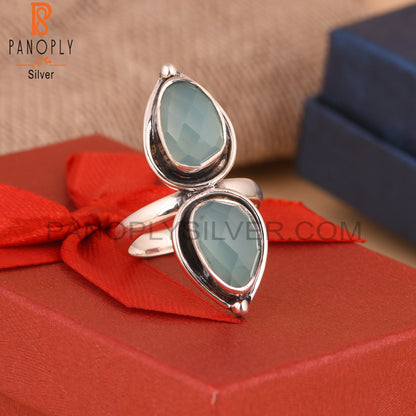 Aqua Chalcedony 925 Sterling Silver Ring