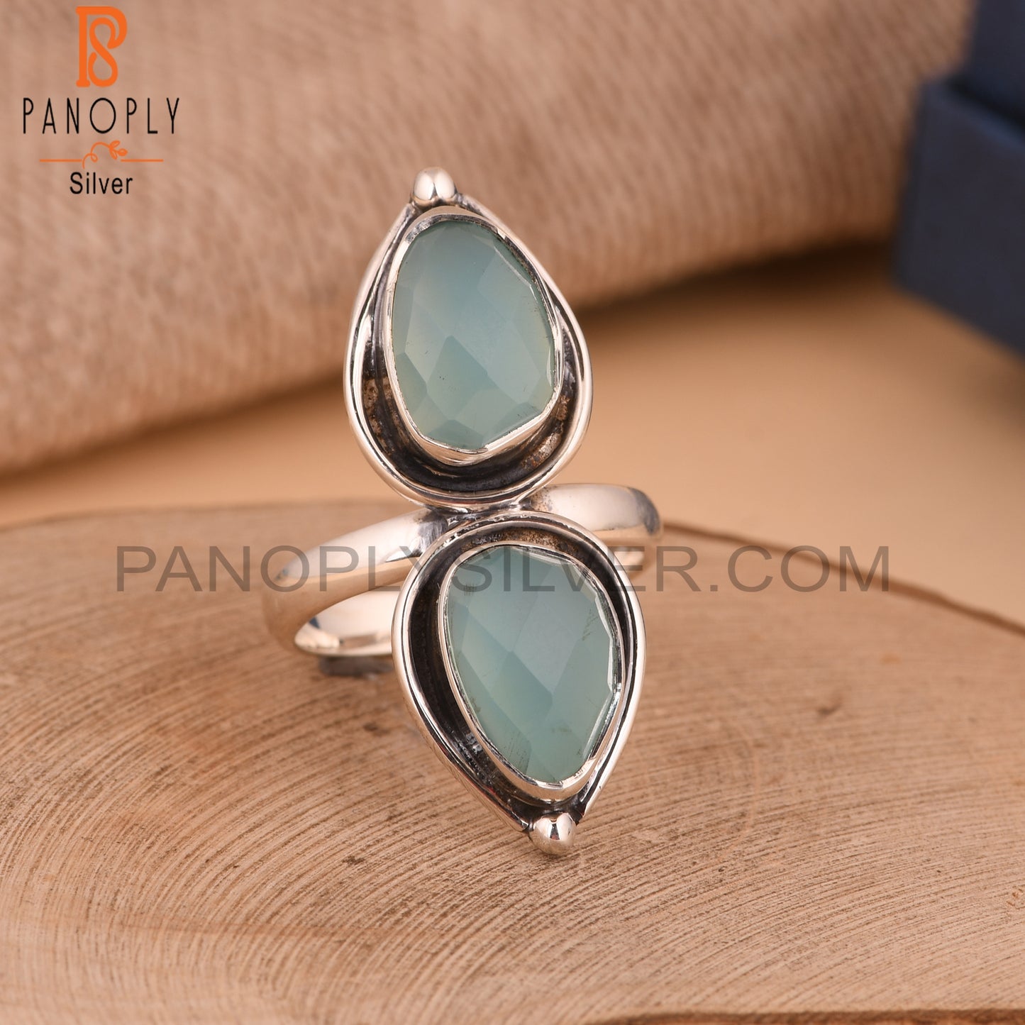 Aqua Chalcedony 925 Sterling Silver Ring