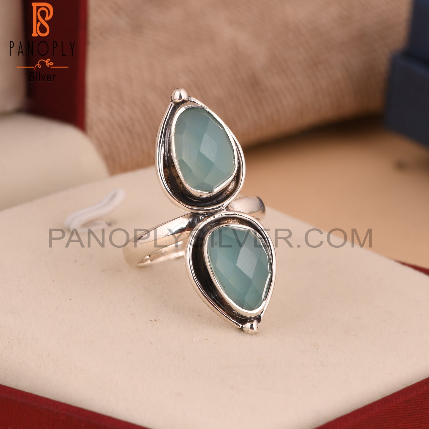 Aqua Chalcedony 925 Sterling Silver Ring
