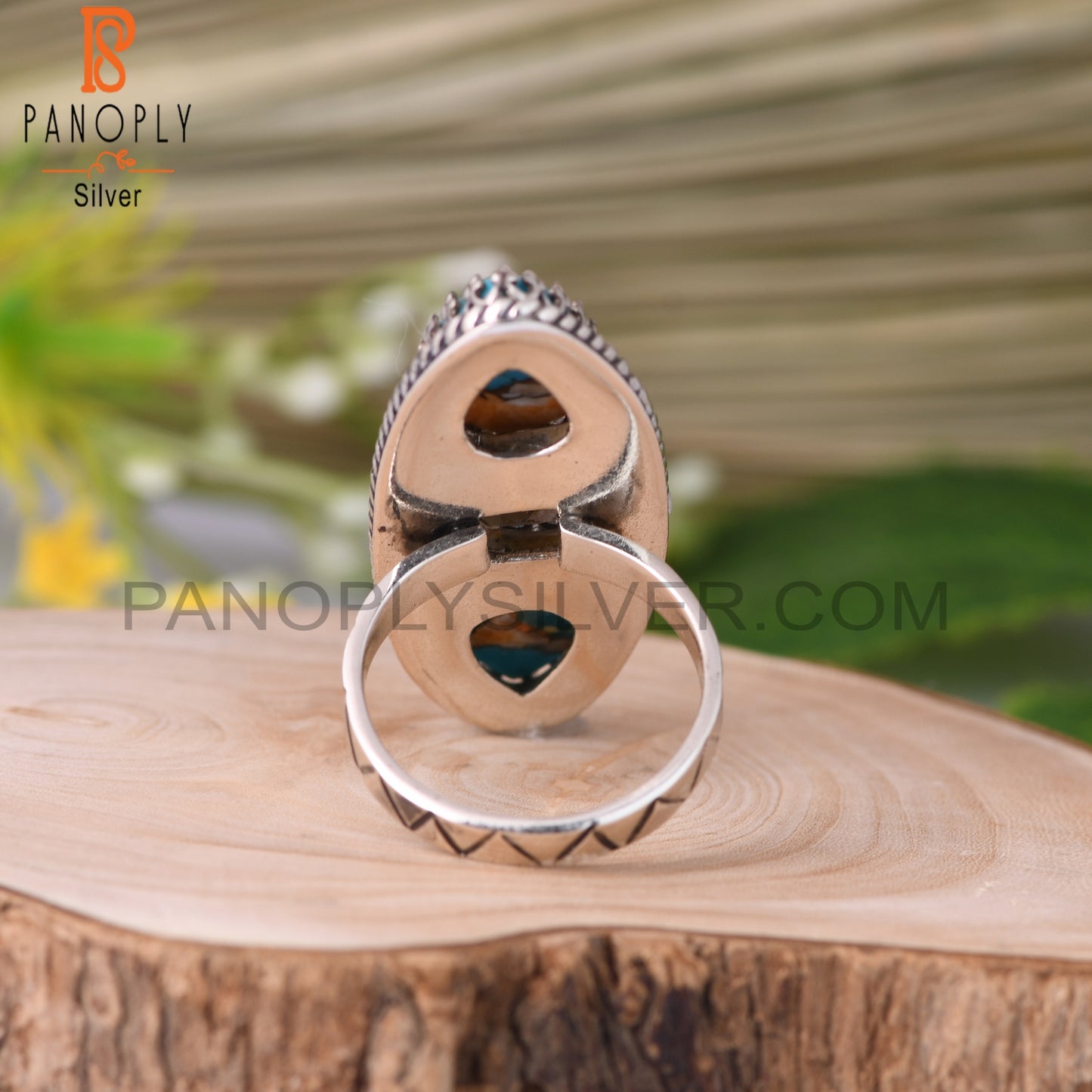 Smoky & Mojave Copper Oyster Turquoise 925 Silver Ring