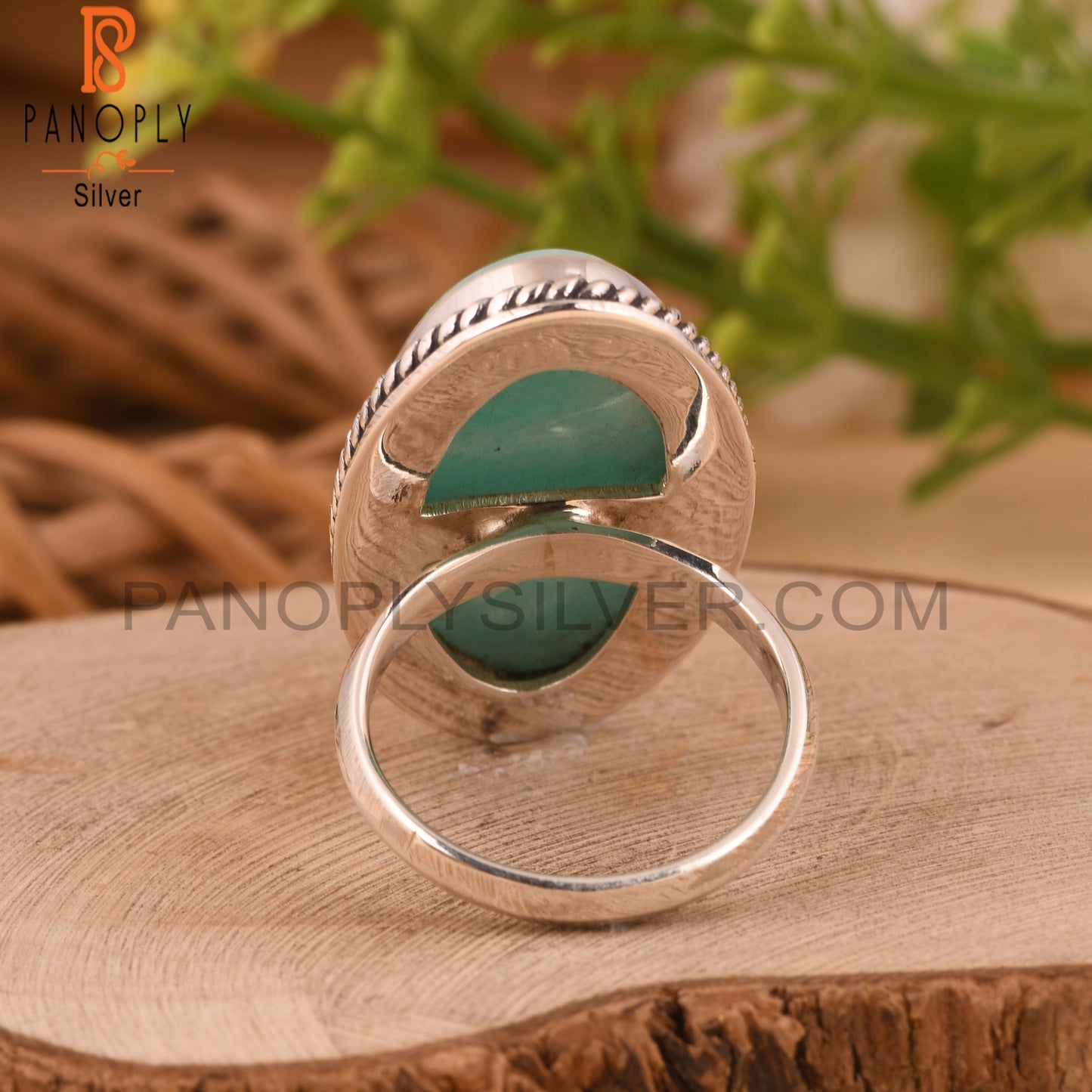 Amazonite Oval 925 Stamp Silver Ring for Grandmother