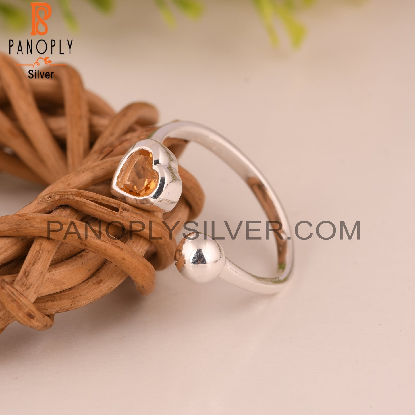 Citrine Heart 925 Sterling Silver Cute Ring