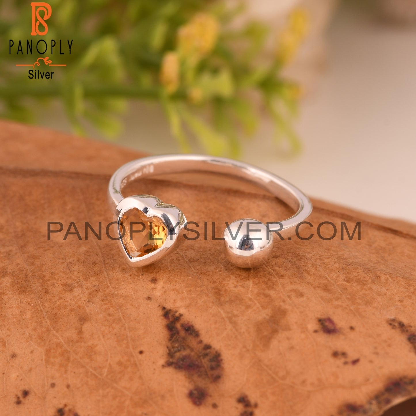 Citrine Heart 925 Sterling Silver Cute Ring