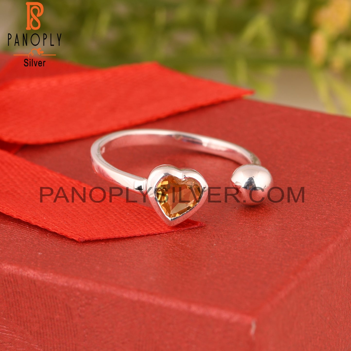 Citrine Heart 925 Sterling Silver Cute Ring