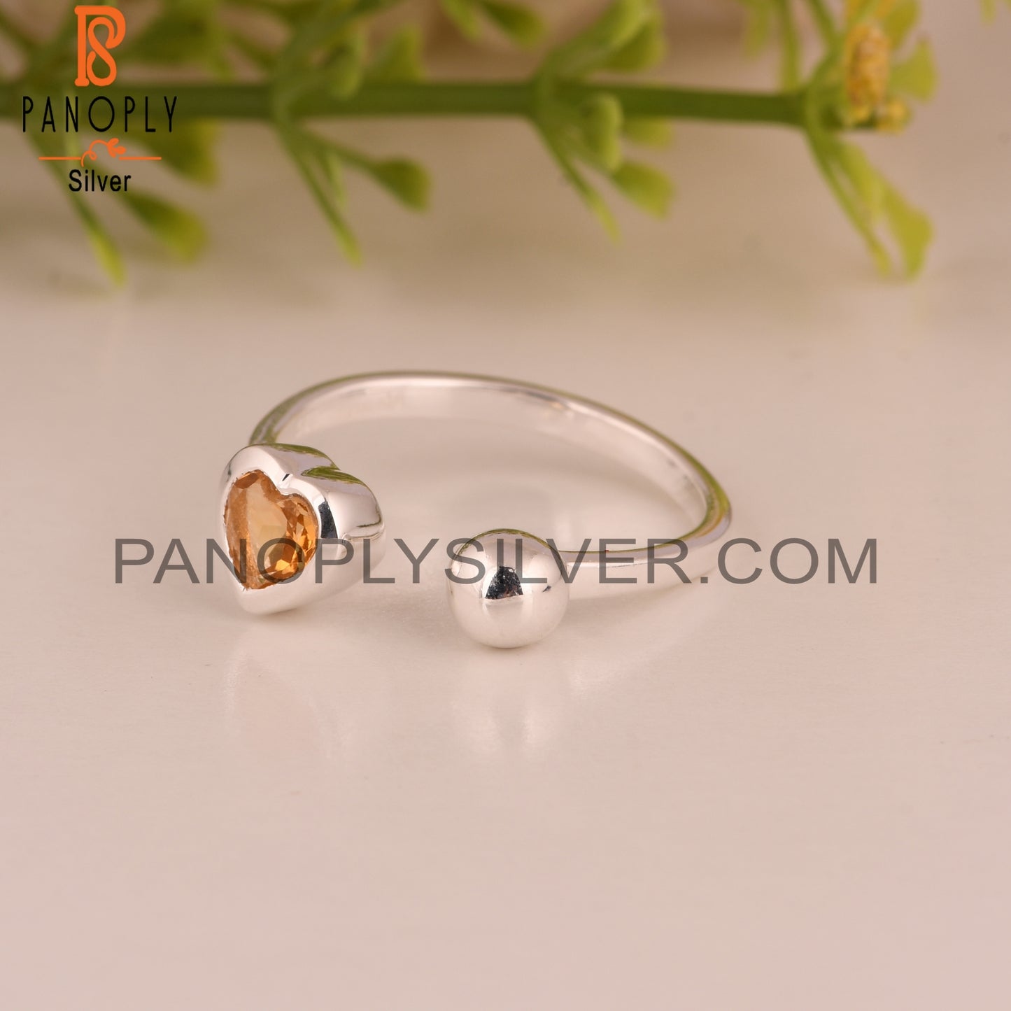 Citrine Heart 925 Sterling Silver Cute Ring