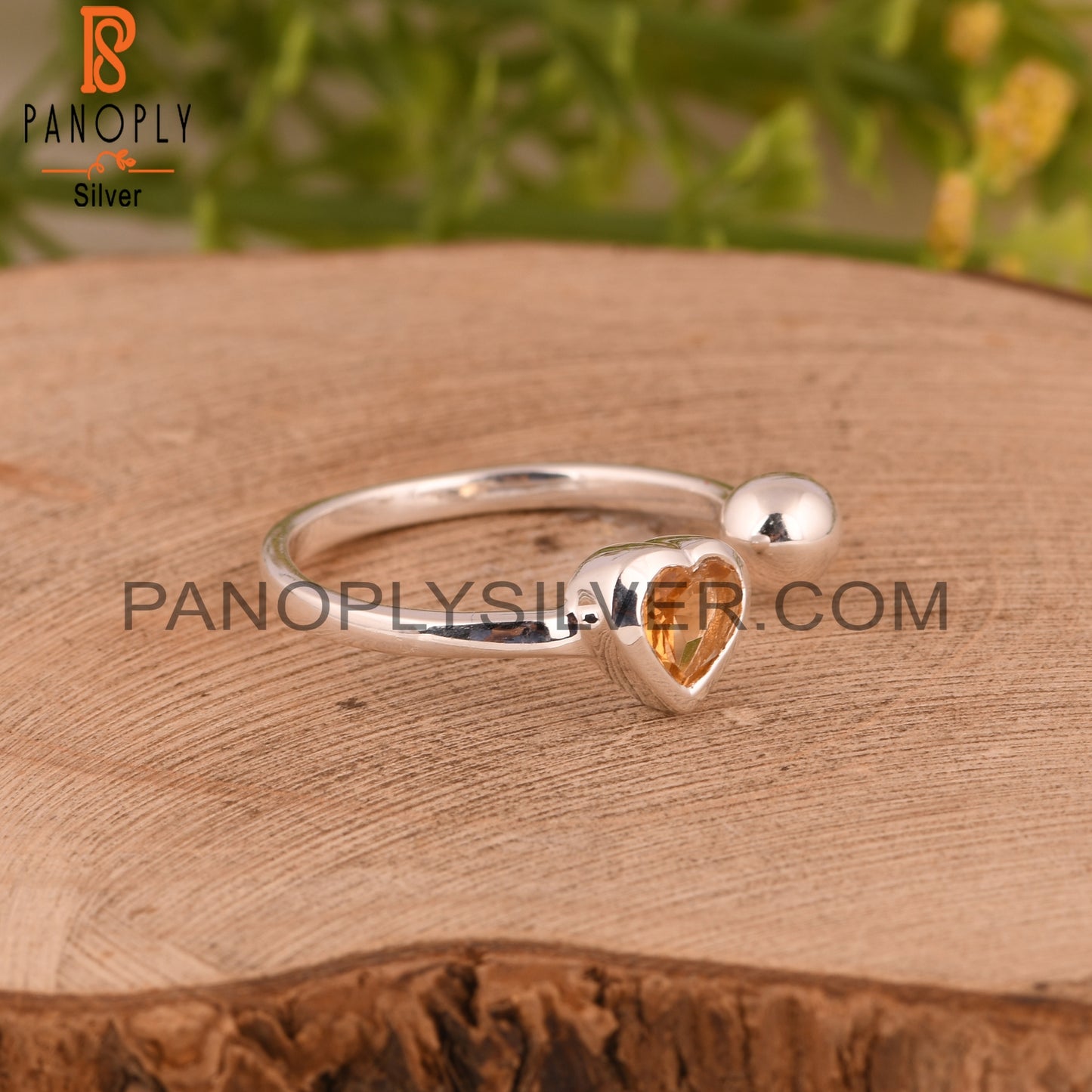 Citrine Heart 925 Sterling Silver Cute Ring