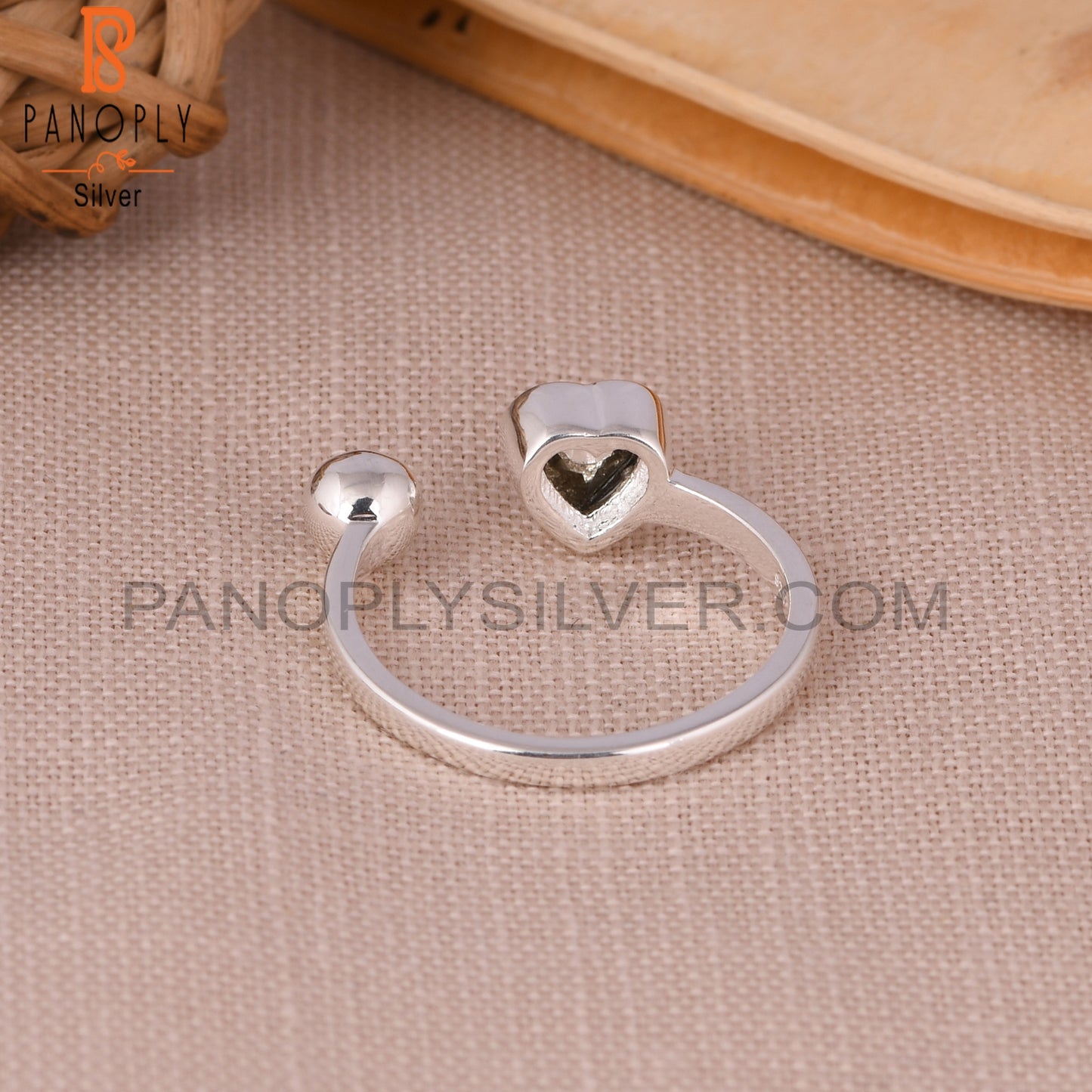 Pyrite Heart 925 Sterling Silver Ring