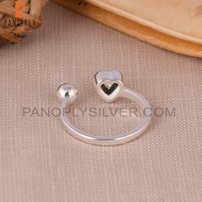 Pyrite Heart 925 Sterling Silver Ring