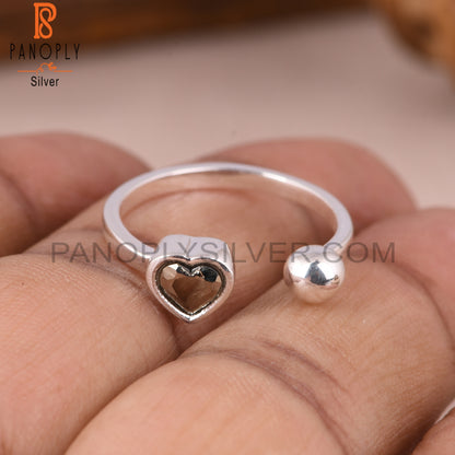 Pyrite Heart 925 Sterling Silver Ring