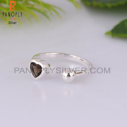 Smoky Heart 925 Sterling Silver Ring