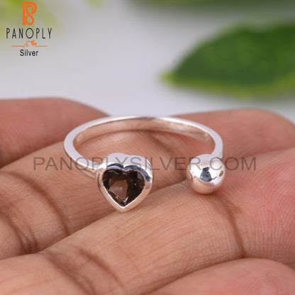Smoky Heart 925 Sterling Silver Ring