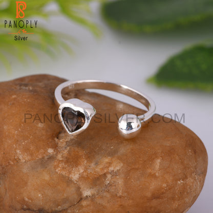 Smoky Heart 925 Sterling Silver Ring