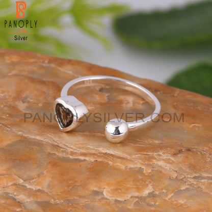 Smoky Heart 925 Sterling Silver Ring