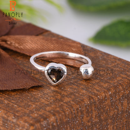 Smoky Heart 925 Sterling Silver Ring