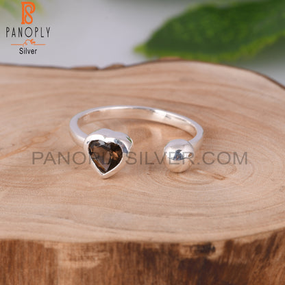 Smoky Heart 925 Sterling Silver Ring