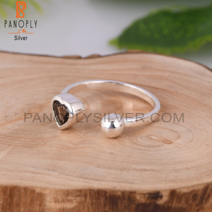 Smoky Heart 925 Sterling Silver Ring