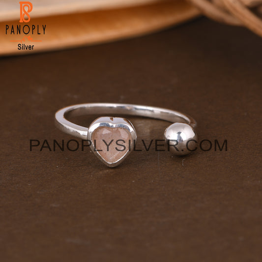 Chocolate Moonstone Heart Shape 925 Sterling Silver Ring
