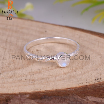 Rainbow Moonstone Round 925 Silver Ring For Men
