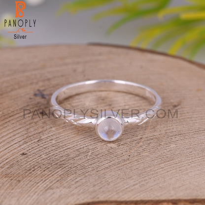 Rainbow Moonstone Round 925 Silver Ring For Men
