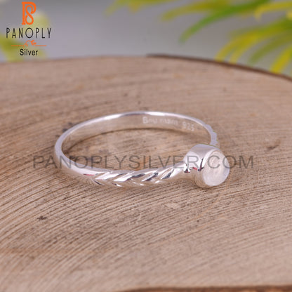 Rainbow Moonstone Round 925 Silver Ring For Men