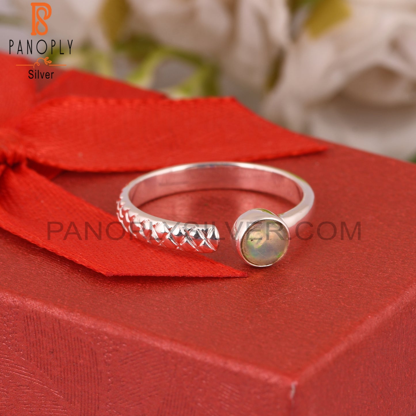 Aesthetic Ethiopian Opal 925 Sterling Silver Openable Ring