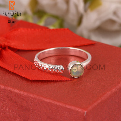 Aesthetic Ethiopian Opal 925 Sterling Silver Openable Ring