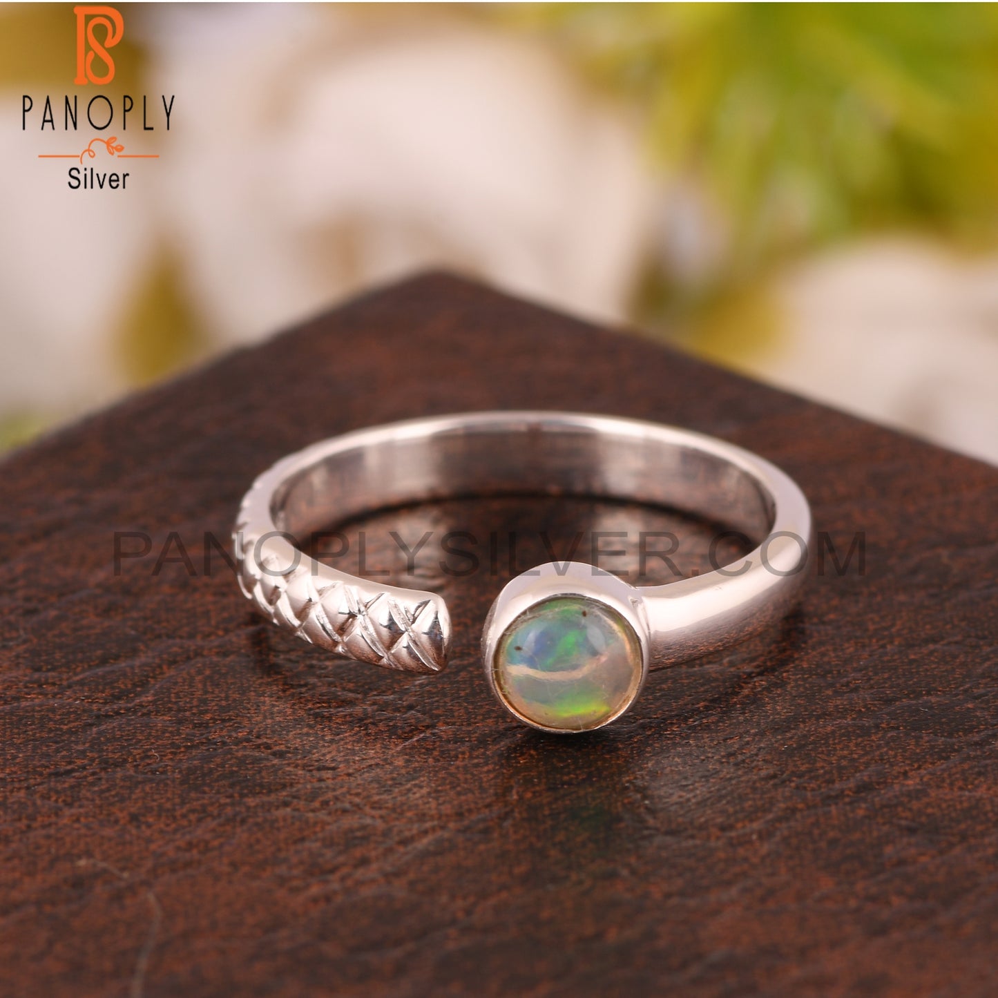 Aesthetic Ethiopian Opal 925 Sterling Silver Openable Ring