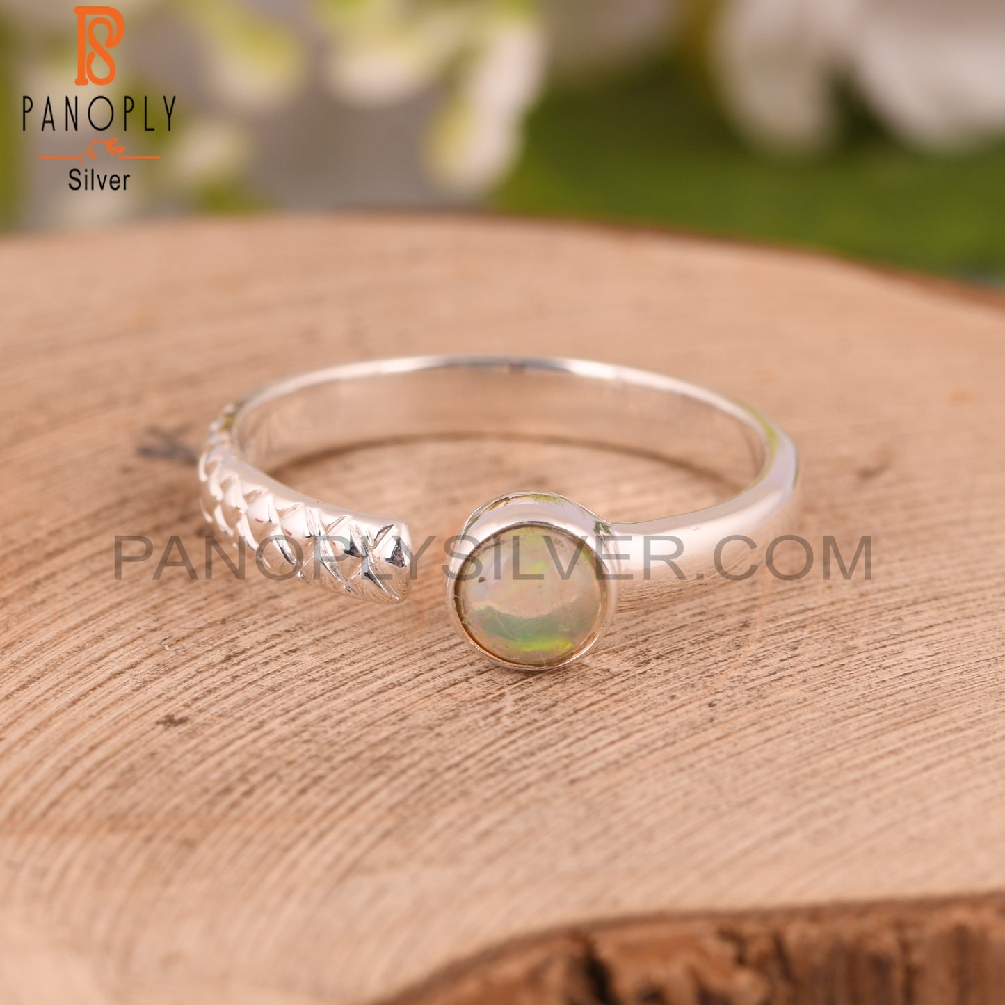 Aesthetic Ethiopian Opal 925 Sterling Silver Openable Ring