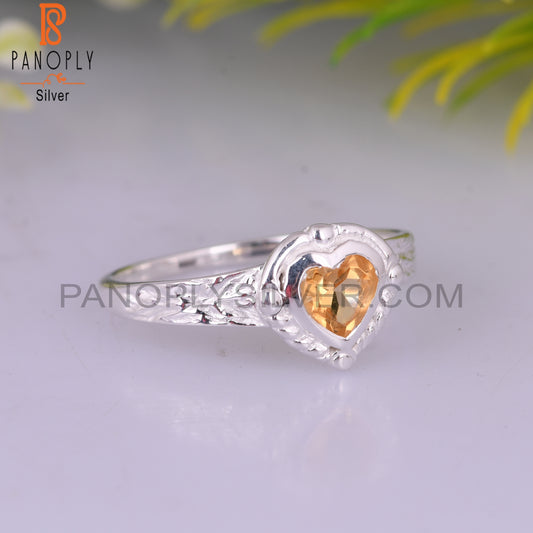 Citrine Heart S 925 Love Ring For GirlFriend