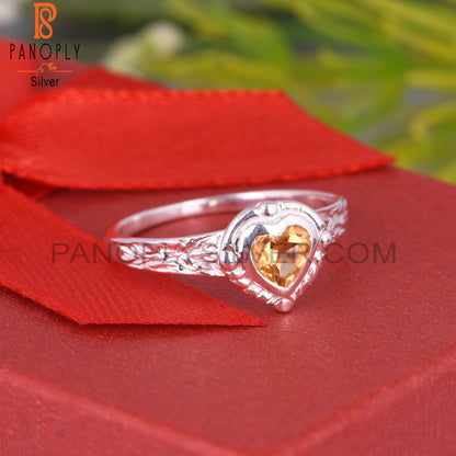 Citrine Heart S 925 Love Ring For GirlFriend