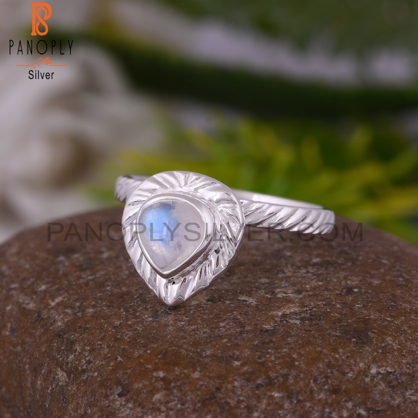 Heart Rainbow Moonstone 925 Sterling Silver Ring
