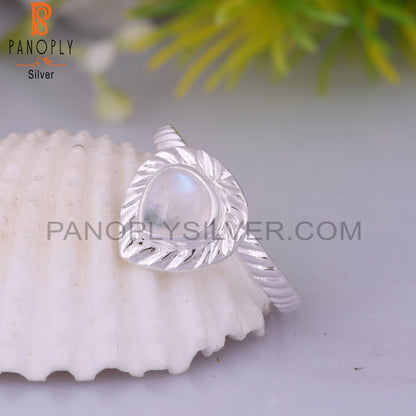Heart Rainbow Moonstone 925 Sterling Silver Ring